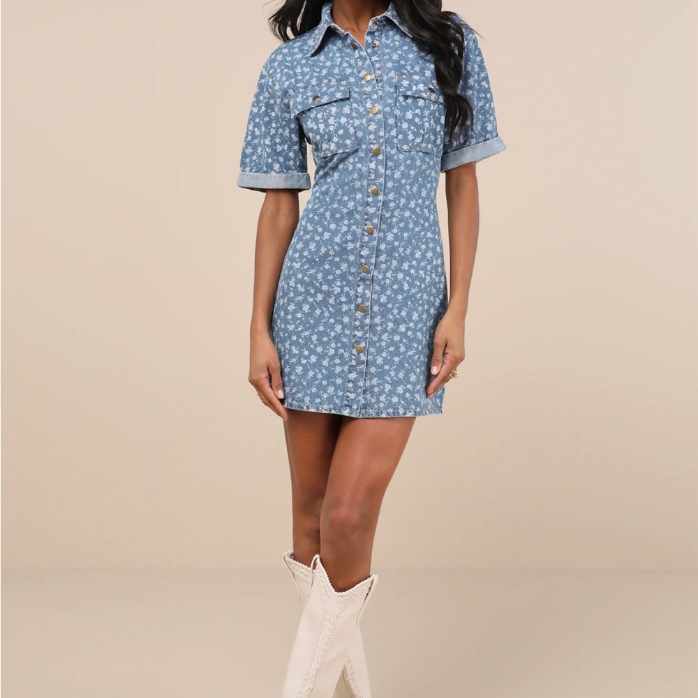 Lulus Floral Denim Dress
